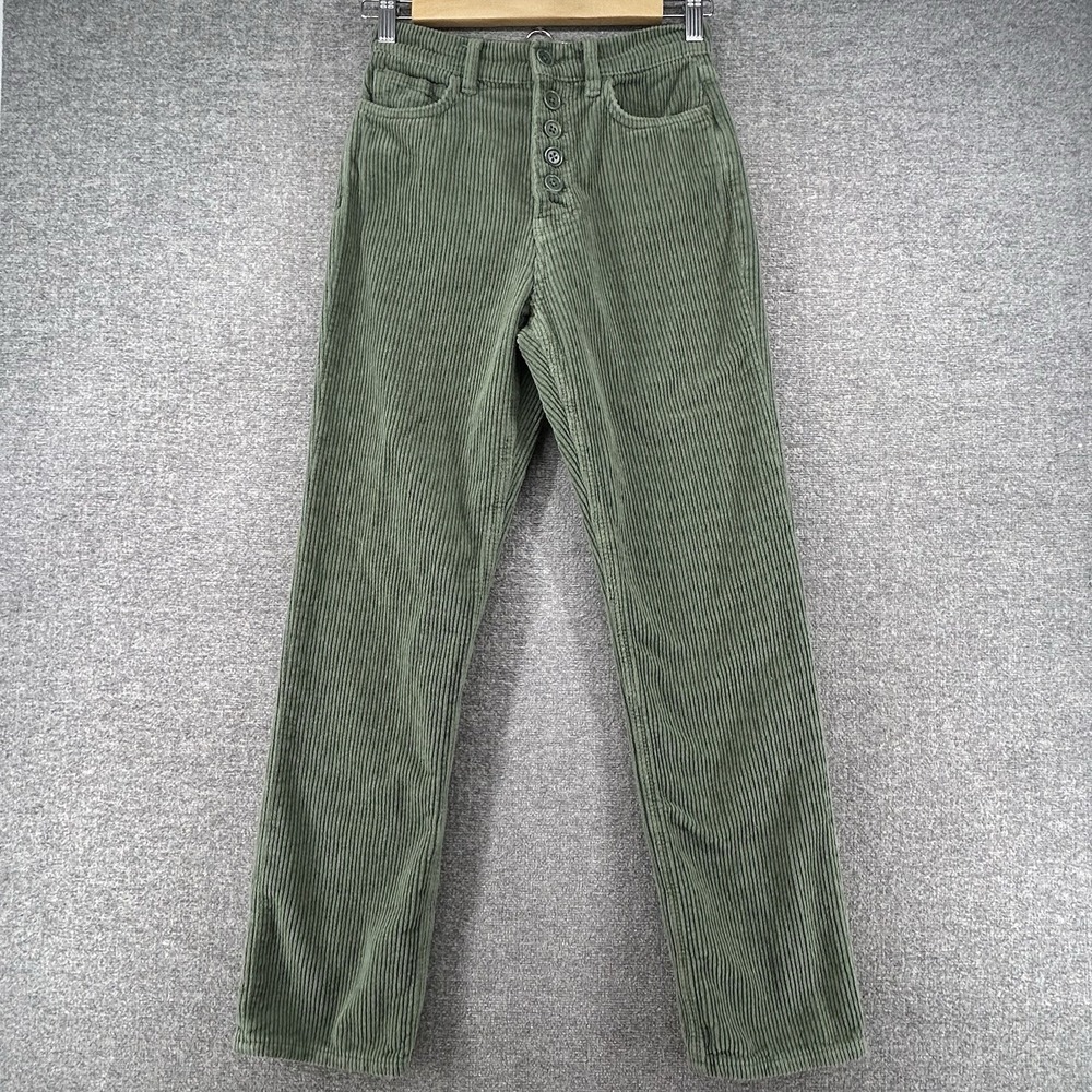 Reformation Corduroy Organic Cotton Jeans Women Size 23 Olive Green Casual